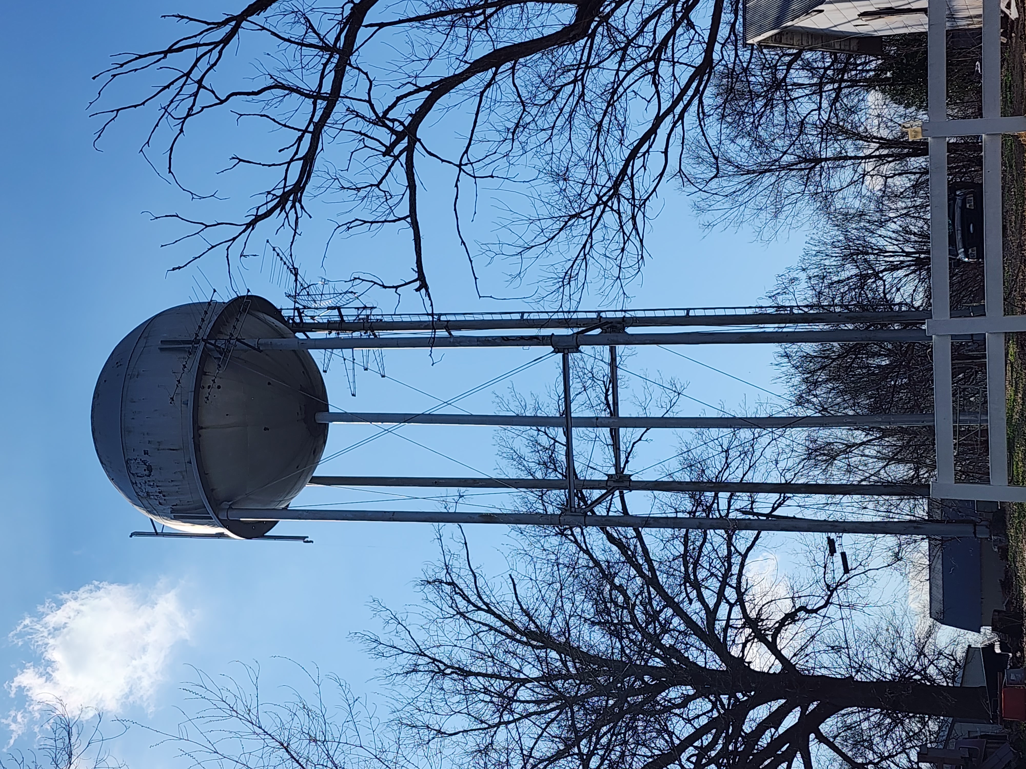 Weathered Spherical Water Tower in Schell City