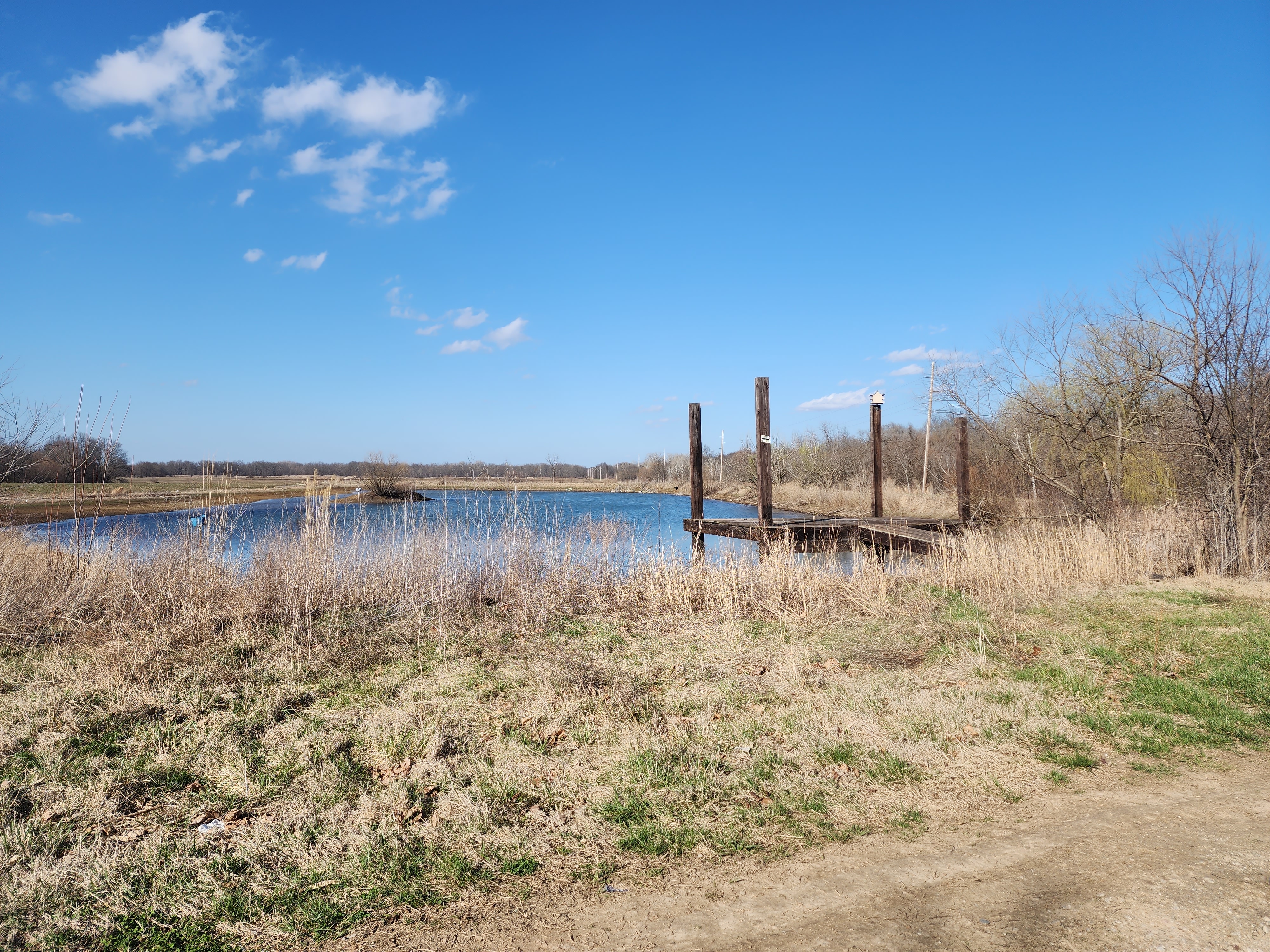 Weathered Wooden Dock on a Rural Missouri Pond