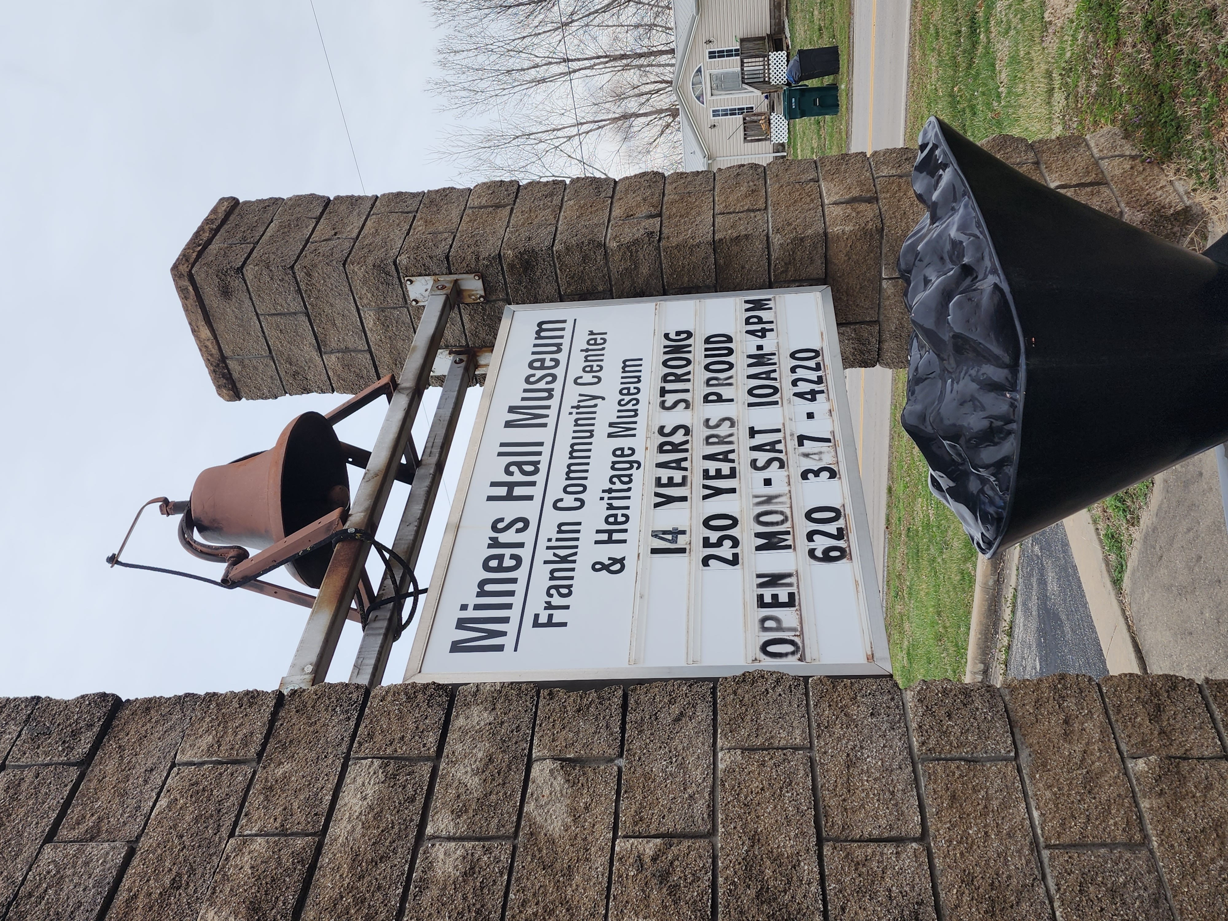 Miners Hall Museum Entrance Sign, Franklin Kansas