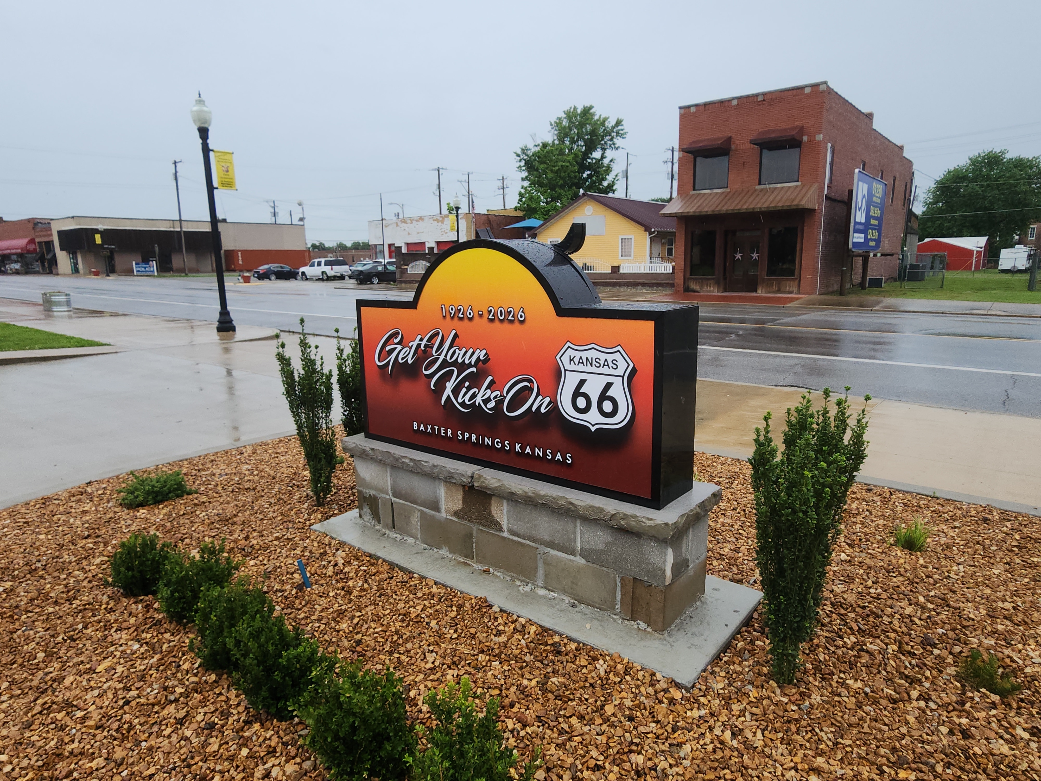 Route 66 Centennial Sign in Baxter Springs