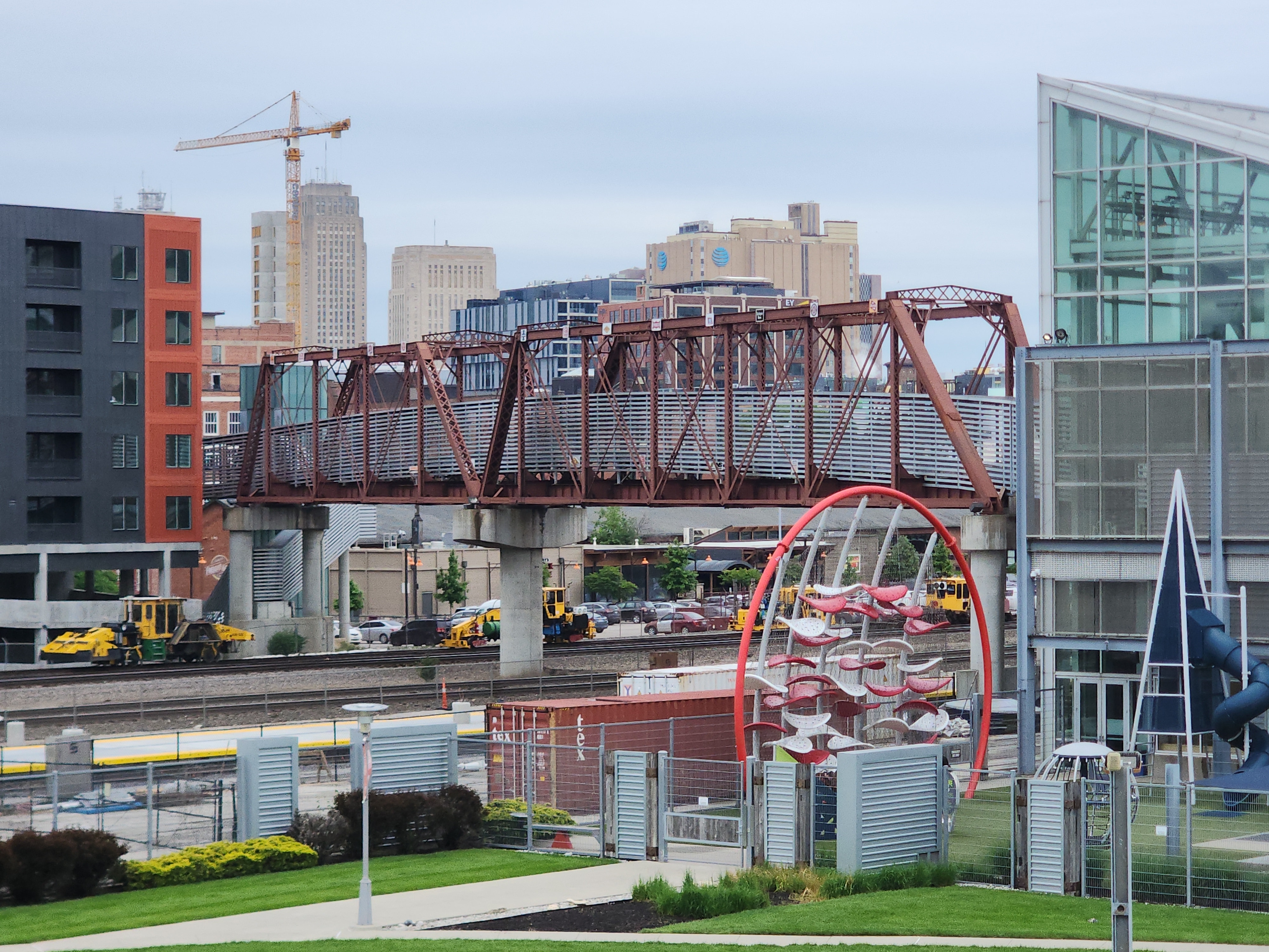 Pedestrian Truss Bridge Over Rail Tracks in Kansas City